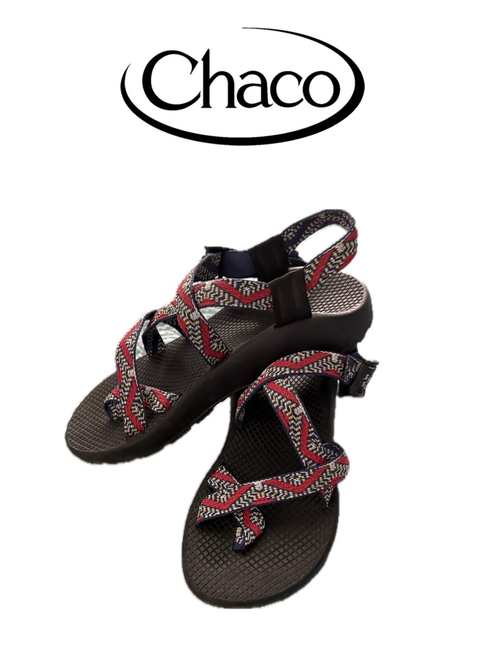 Chaco Women’s Strappy Patterned Red and Black Outdoor Sandals